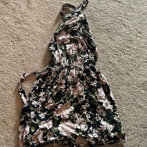 American eagle high neck low back wrap detail floral dress